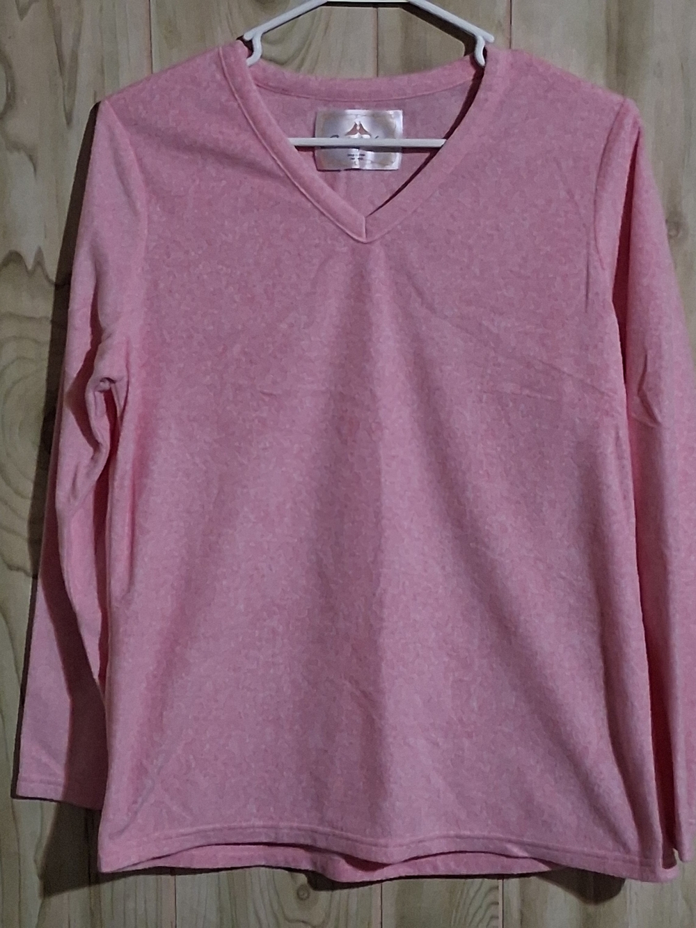 Goodnight Kiss Womens V-Neck Long Sleeve Top in Light Pink L
